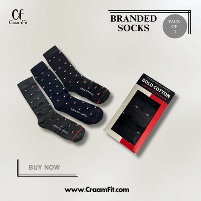 CraamFit branded T-o-m-m-y Full Socks (Pack Of 3)