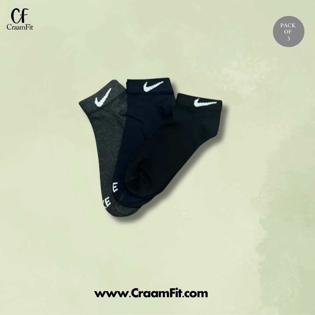 CraamFit branded  N-i-k-e  Ankle Socks (Pack Of 3)